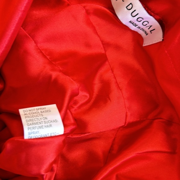 Mac Duggal Red Flowy One Sleeve Chiffon Gown Maxi Dress NWT 0 - Picture 11 of 12